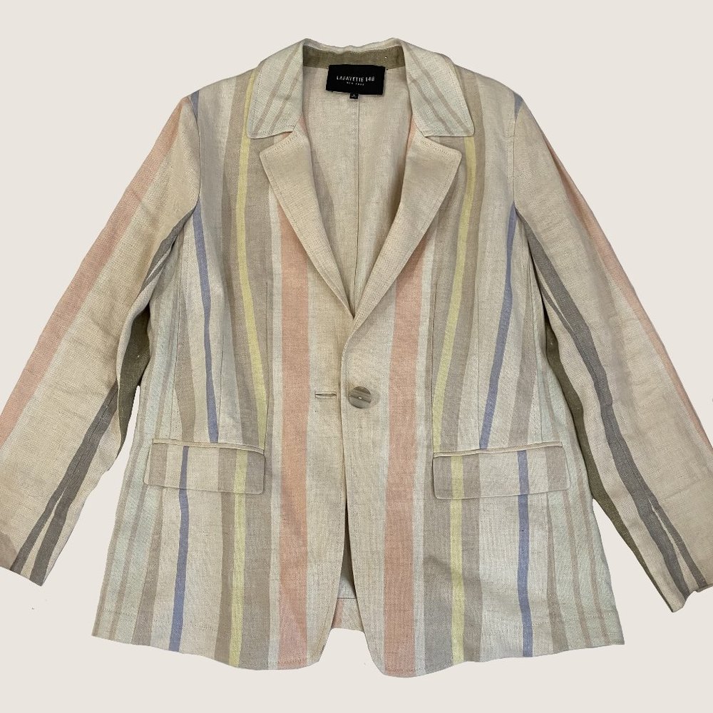 Lafayette 148 striped linen blazer